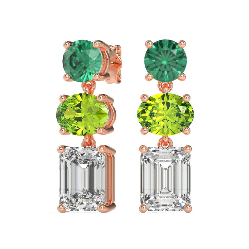 Three-Stone Dangle Earrings