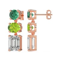 Three-Stone Dangle Earrings