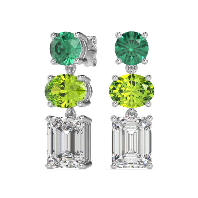 Three-Stone Dangle Earrings