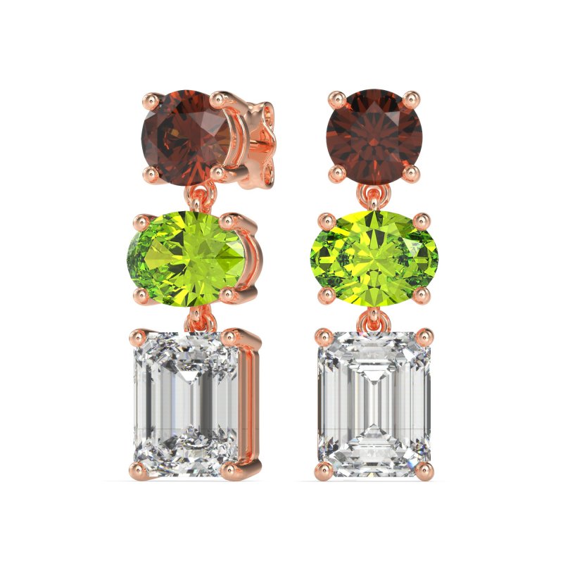 Three-Stone Dangle Earrings
