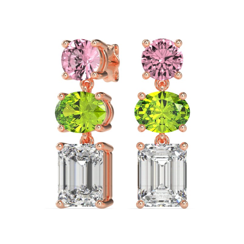 Three-Stone Dangle Earrings