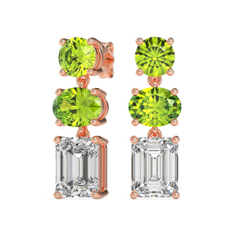 Three-Stone Dangle Earrings