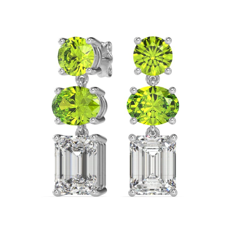 Three-Stone Dangle Earrings