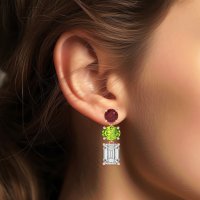 Three-Stone Dangle Earrings