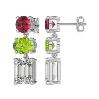 Three-Stone Dangle Earrings
