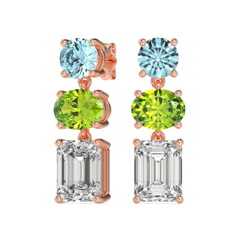 Three-Stone Dangle Earrings
