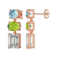Three-Stone Dangle Earrings