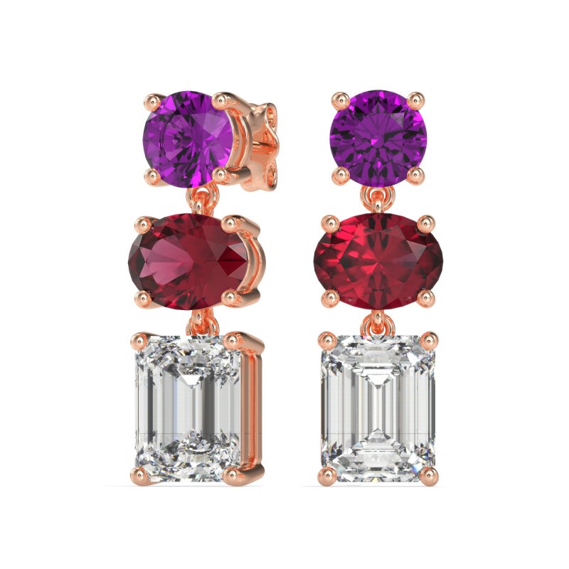 Three-Stone Dangle Earrings