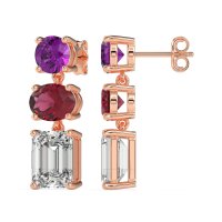 Three-Stone Dangle Earrings