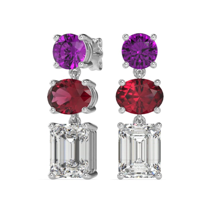 Three-Stone Dangle Earrings