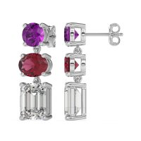 Three-Stone Dangle Earrings