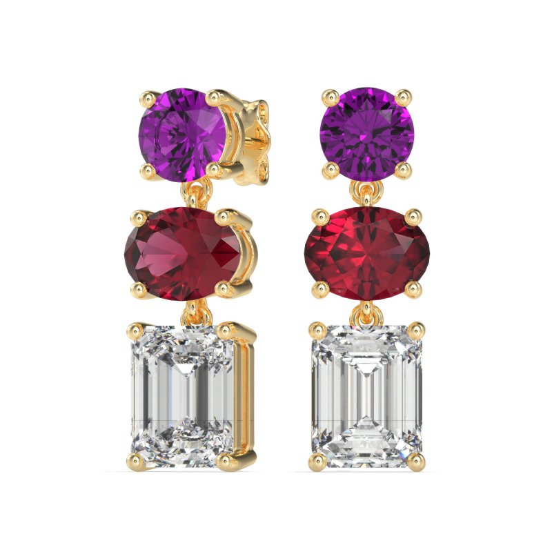 Three-Stone Dangle Earrings