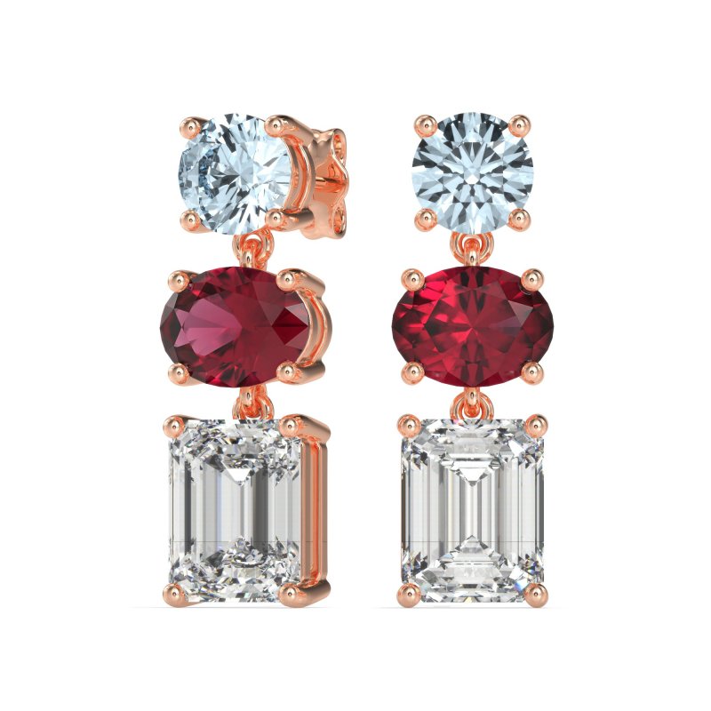 Three-Stone Dangle Earrings