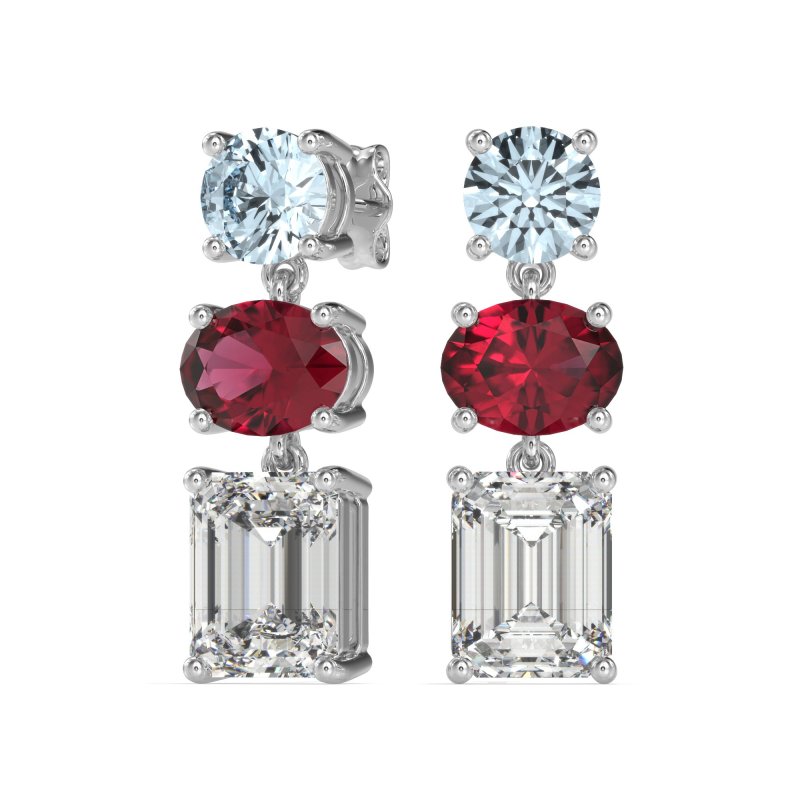 Three-Stone Dangle Earrings