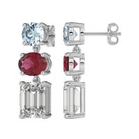 Three-Stone Dangle Earrings