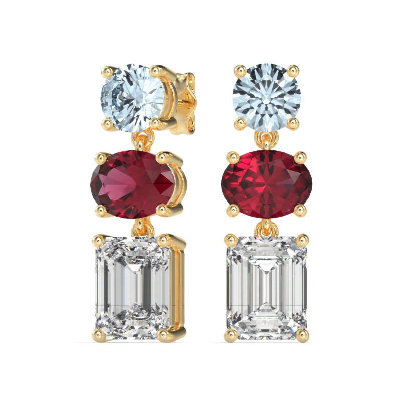 Three-Stone Dangle Earrings