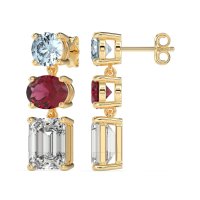 Three-Stone Dangle Earrings