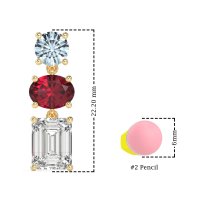 Three-Stone Dangle Earrings