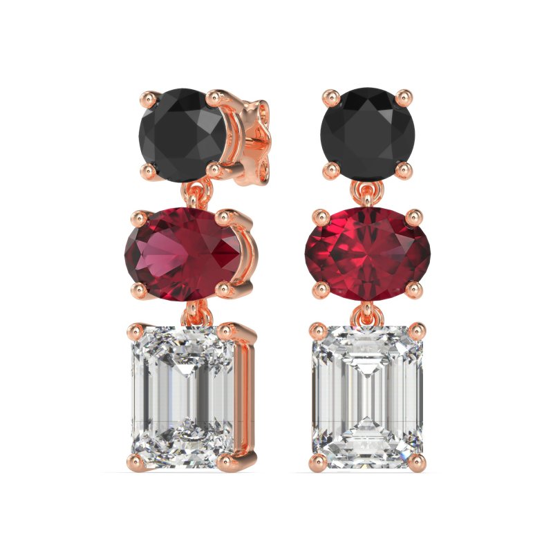 Three-Stone Dangle Earrings