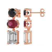 Three-Stone Dangle Earrings