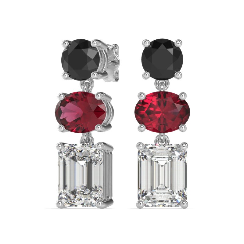 Three-Stone Dangle Earrings