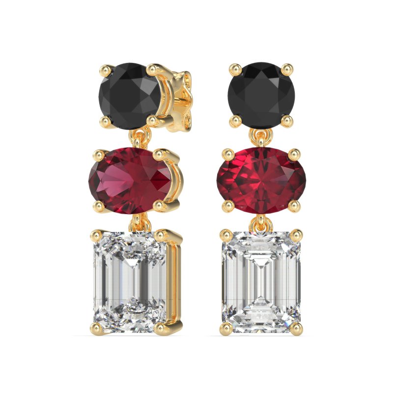 Three-Stone Dangle Earrings