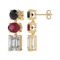 Three-Stone Dangle Earrings