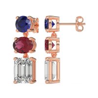 Three-Stone Dangle Earrings