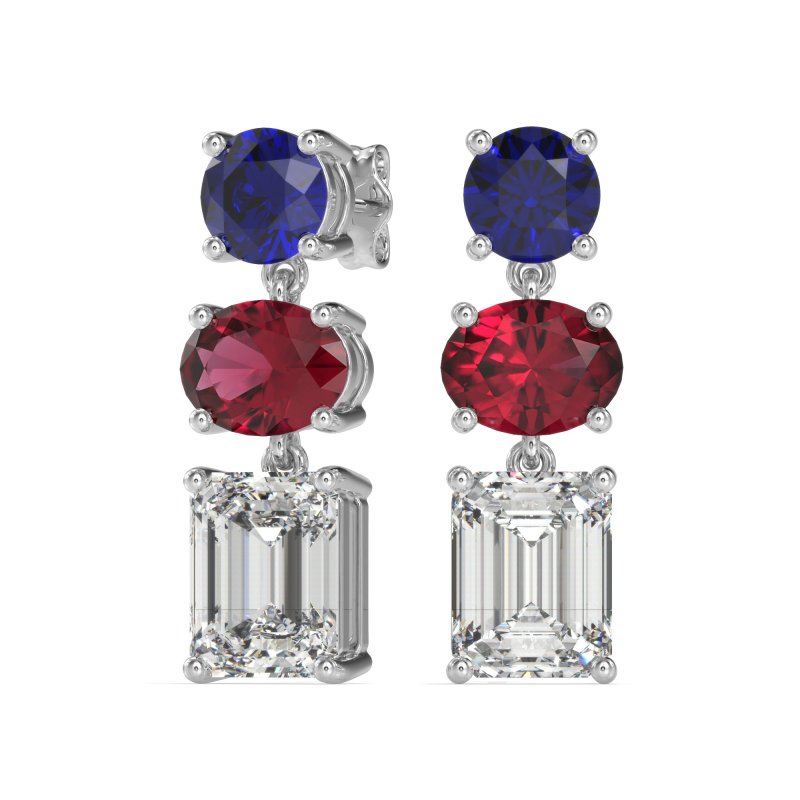 Three-Stone Dangle Earrings