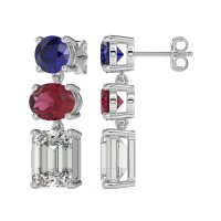 Three-Stone Dangle Earrings