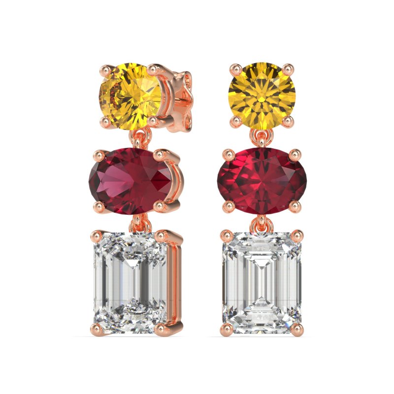 Three-Stone Dangle Earrings
