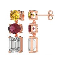 Three-Stone Dangle Earrings