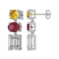 Three-Stone Dangle Earrings