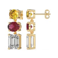 Three-Stone Dangle Earrings
