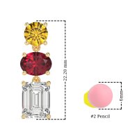 Three-Stone Dangle Earrings