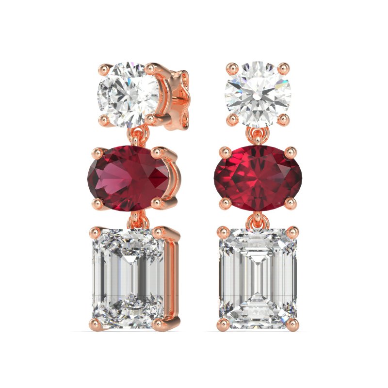 Three-Stone Dangle Earrings