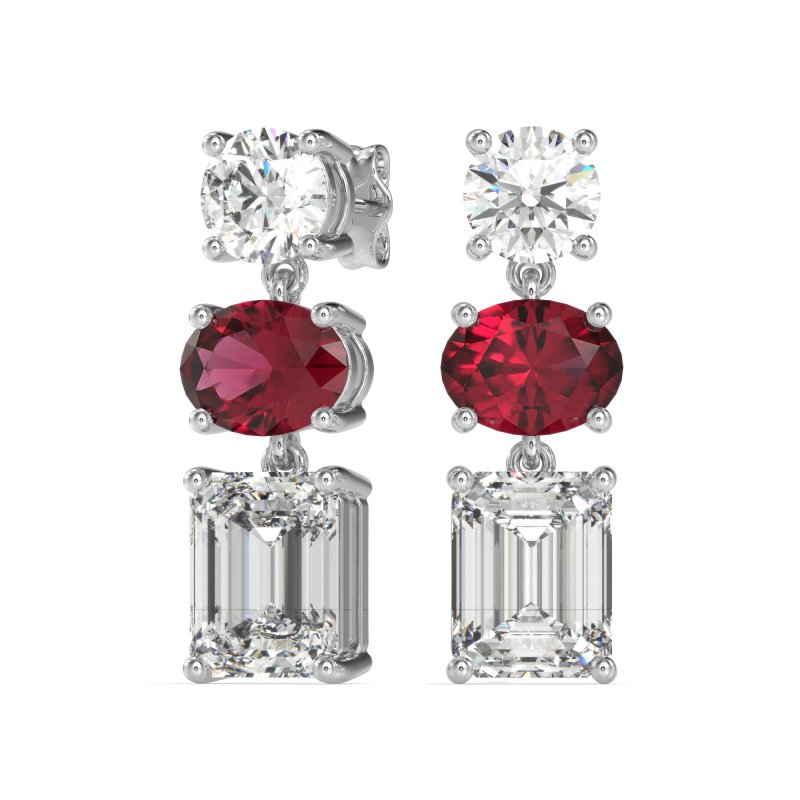 Three-Stone Dangle Earrings