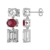 Three-Stone Dangle Earrings