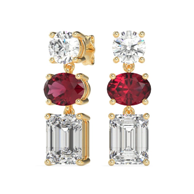 Three-Stone Dangle Earrings