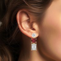 Three-Stone Dangle Earrings