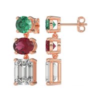 Three-Stone Dangle Earrings