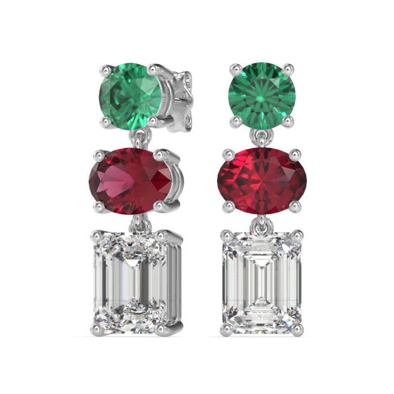 Three-Stone Dangle Earrings