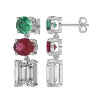Three-Stone Dangle Earrings