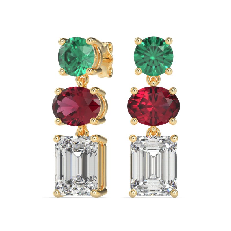 Three-Stone Dangle Earrings