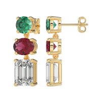 Three-Stone Dangle Earrings