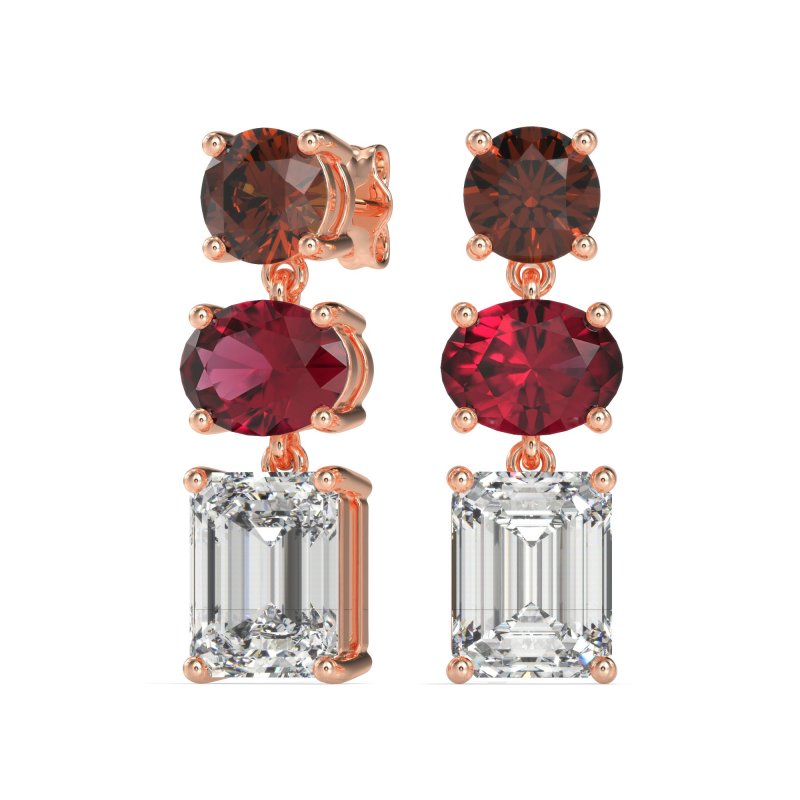 Three-Stone Dangle Earrings