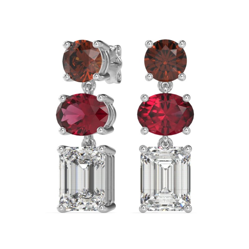 Three-Stone Dangle Earrings