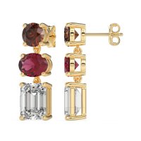Three-Stone Dangle Earrings