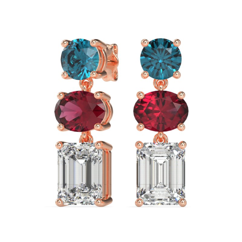 Three-Stone Dangle Earrings