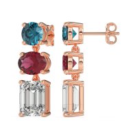 Three-Stone Dangle Earrings